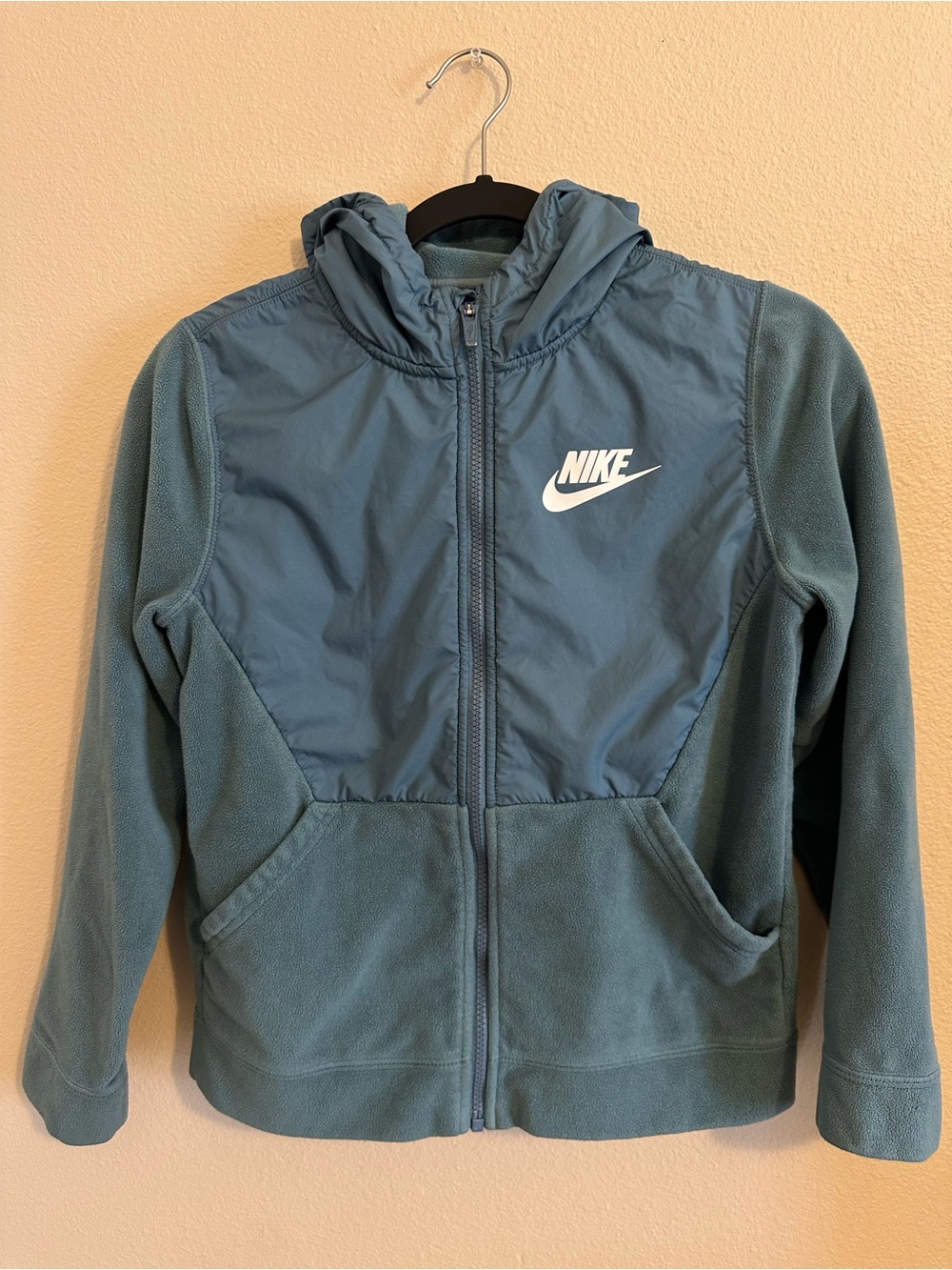 Nike Kids Teal Full-Zip Hooded Fleece with Wind Panel